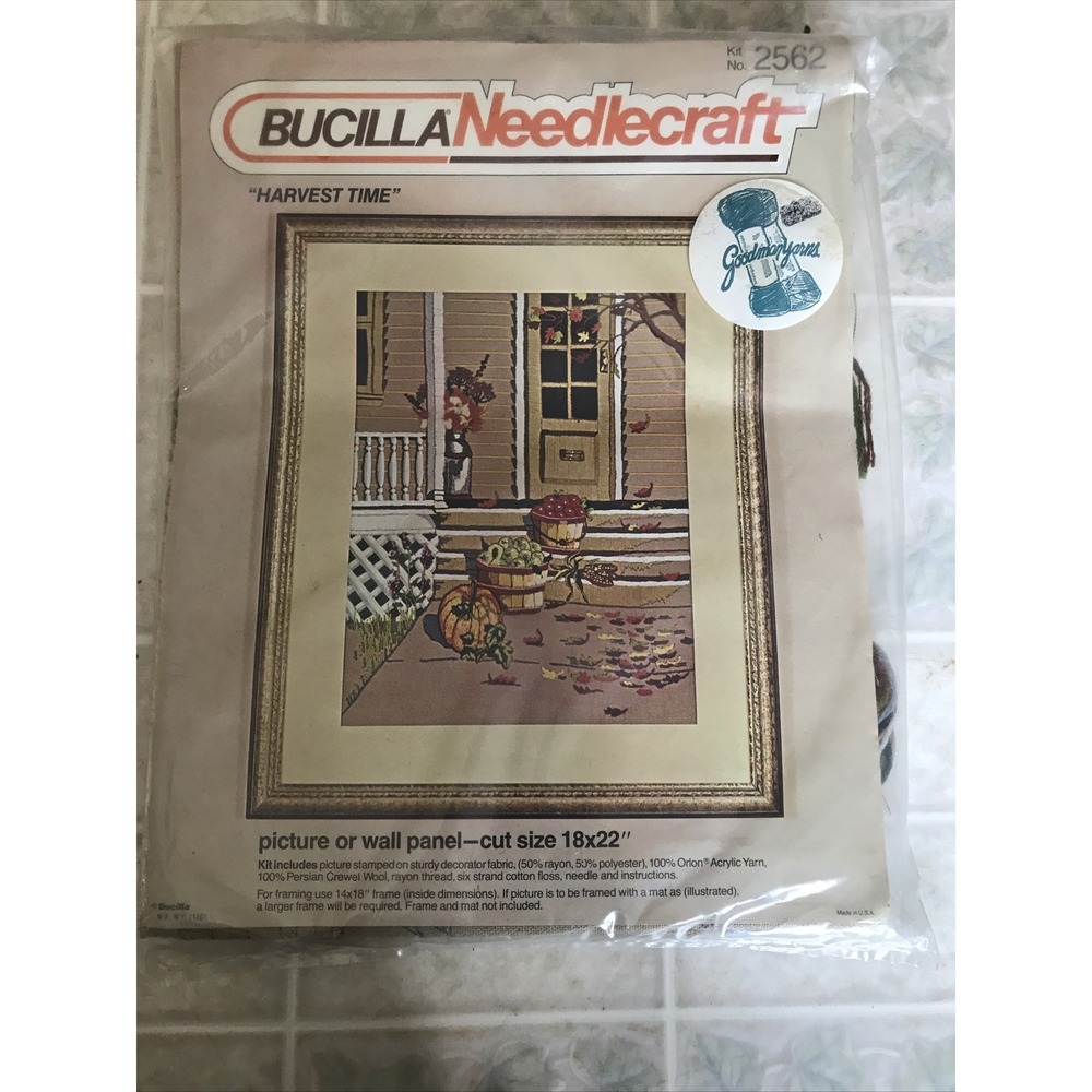 Harvest Time Crewel Embroidery Kit Bucilla Needlecraft 2562 14" x 18" NIP‎
